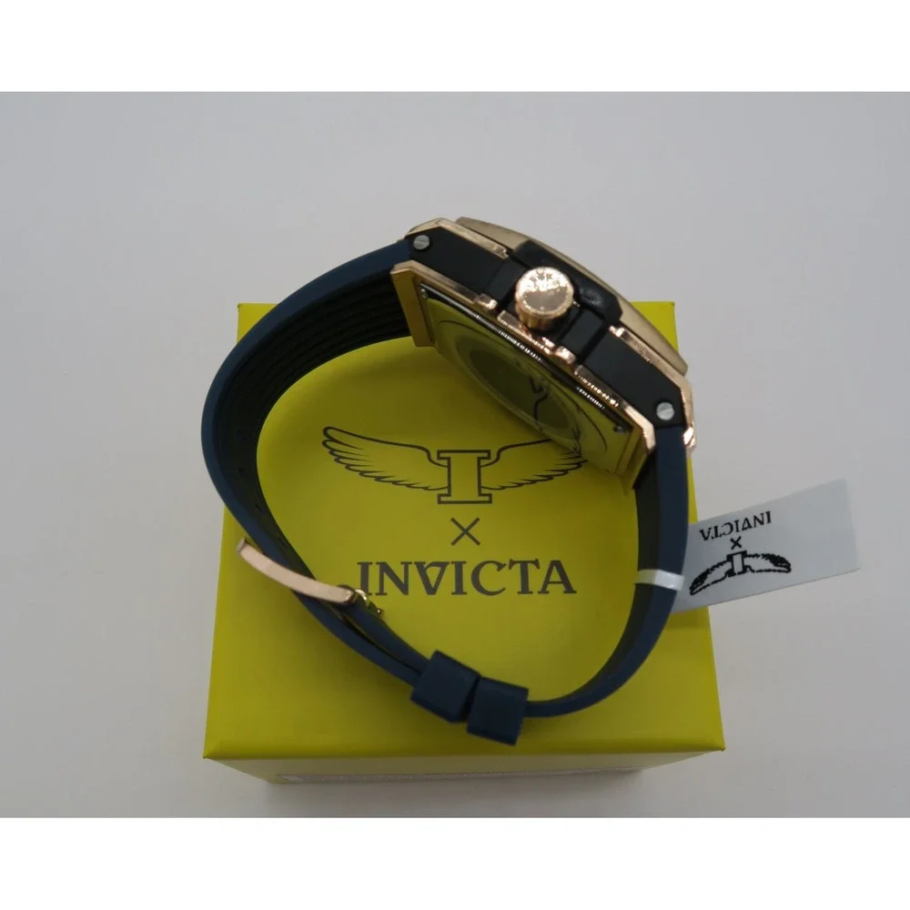 Invicta S1 Rally Rose Gold Tone Skeleton Dial Blue Silicone Strap Watch